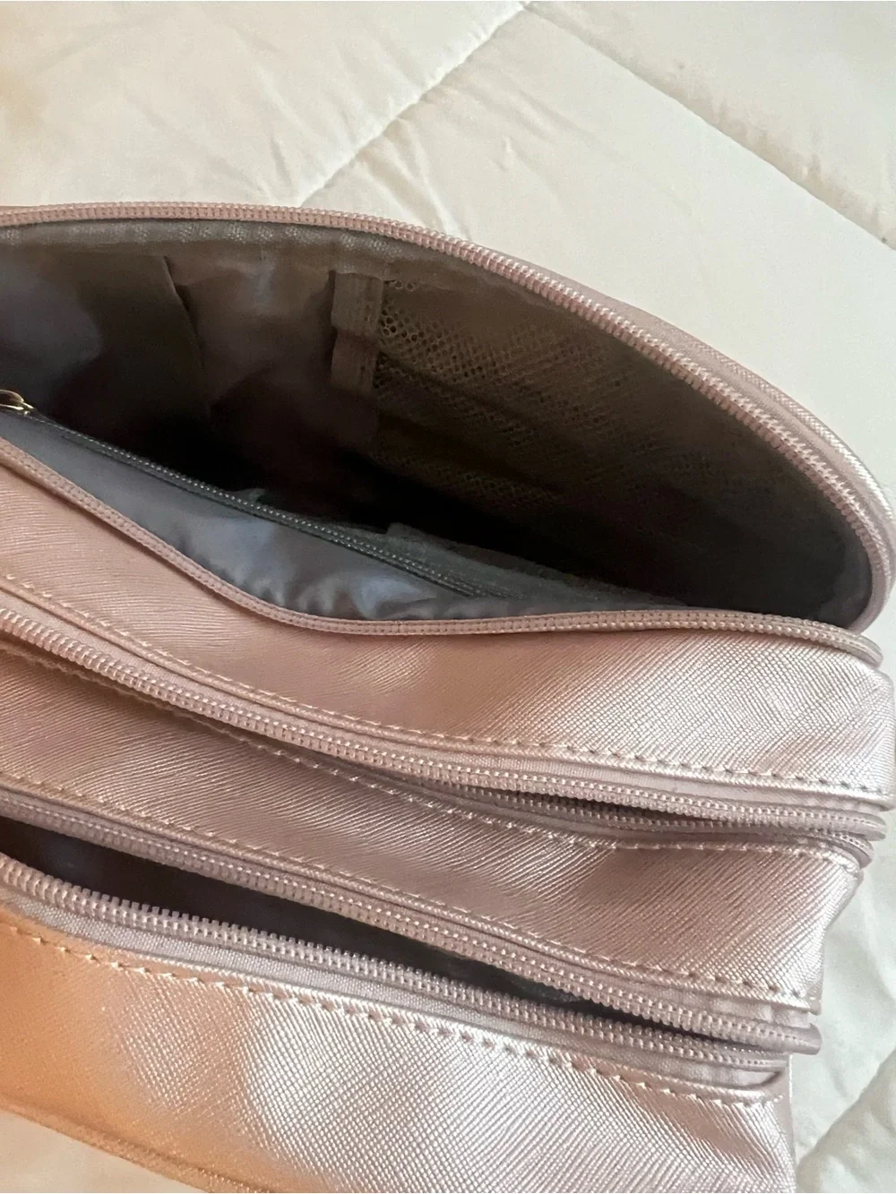 Blush Pink Double-Zip Cosmetic Train Case